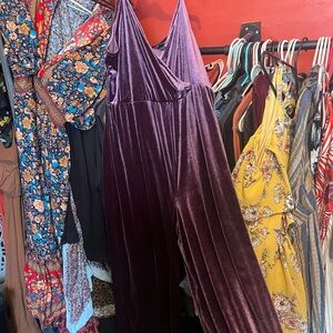 Purple Velvet Jumpsuit